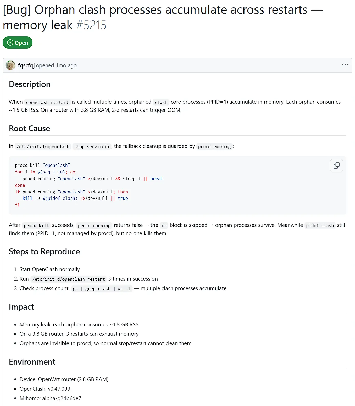 GitHub Issue #5215